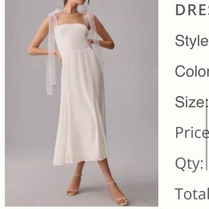 Reformation Kairo dress (white with tulle bows, ideal bridal look)